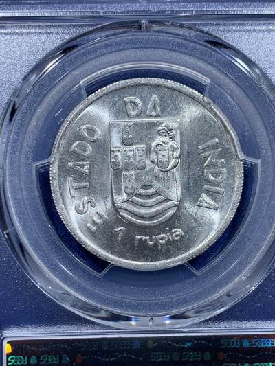 《竞宝斋》第412场 周日，周一，周二，3场连拍 （全场包邮） PCGS MS64+ 葡属印度1935年一卢比银币