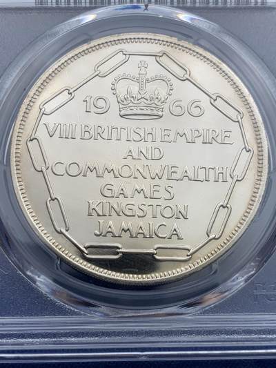 《竞宝斋》第412场 周日，周一，周二，3场连拍 （全场包邮） PCGS PR67CAM 牙买加1966年英联邦运动会精制纪念币