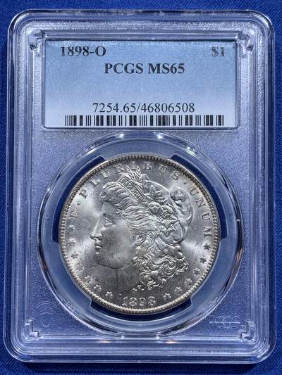《竞宝斋》第412场 周日，周一，周二，3场连拍 （全场包邮） - PCGS MS65 美国 1898-O 摩根银元