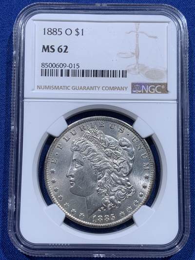 《竞宝斋》第412场 周日，周一，周二，3场连拍 （全场包邮） - NGC MS62 美国1885-O摩根一美元银币
