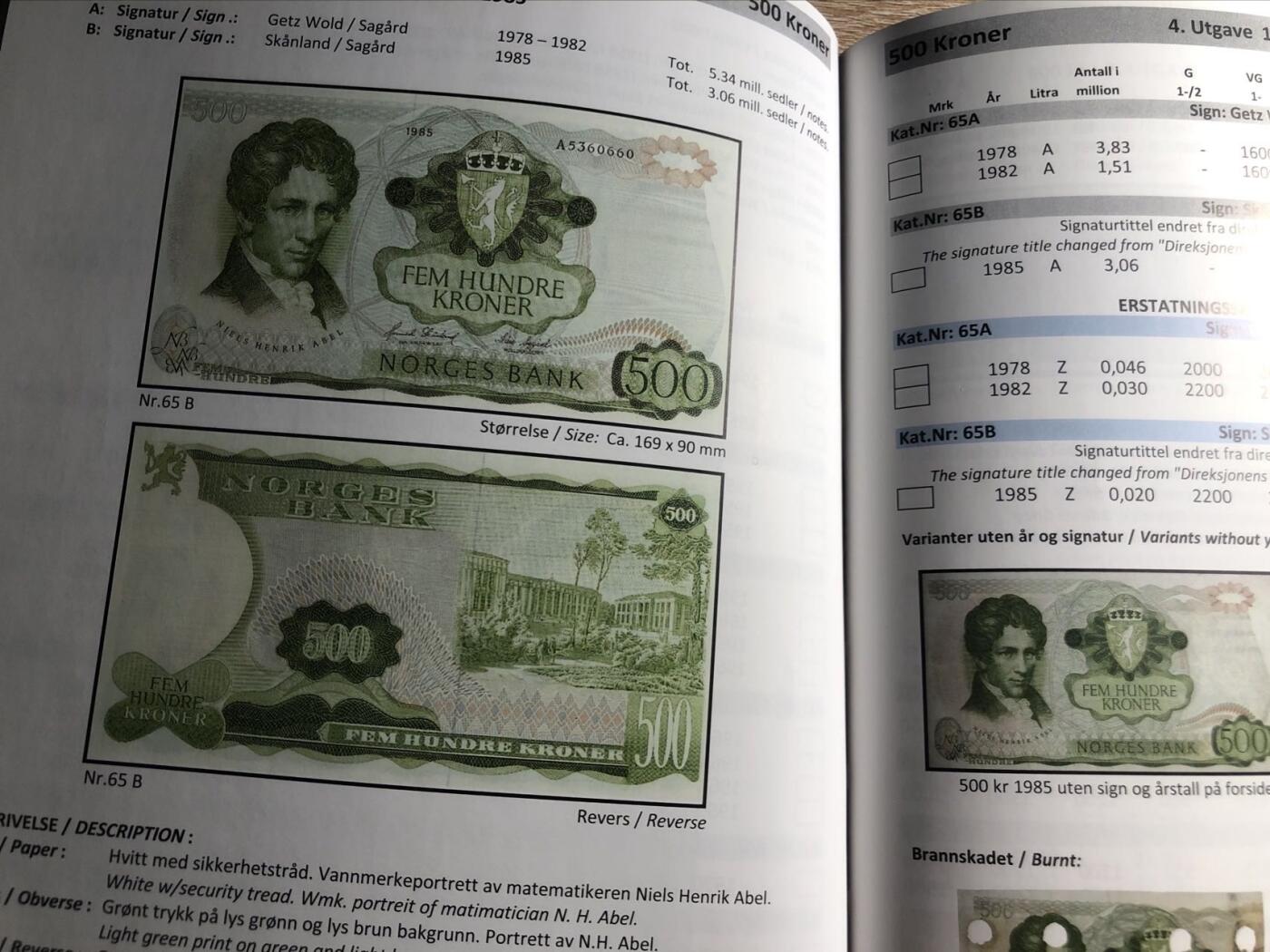 🐍甜小邱世界纸币收藏🐍第136期精品场💐 极其罕见 Z冠补号 PMG67 挪威 500克朗 经典 阿贝尔唯一亚军分（冠军分也是唯一） 目录显示补号阿贝尔仅有A冠阿贝尔数量的约1% 仅发行46000张作为流通使用，1978初版 高分 此分数国内外拍卖均首次出现，上个月eBay同品种65分成交价接近2000美元
