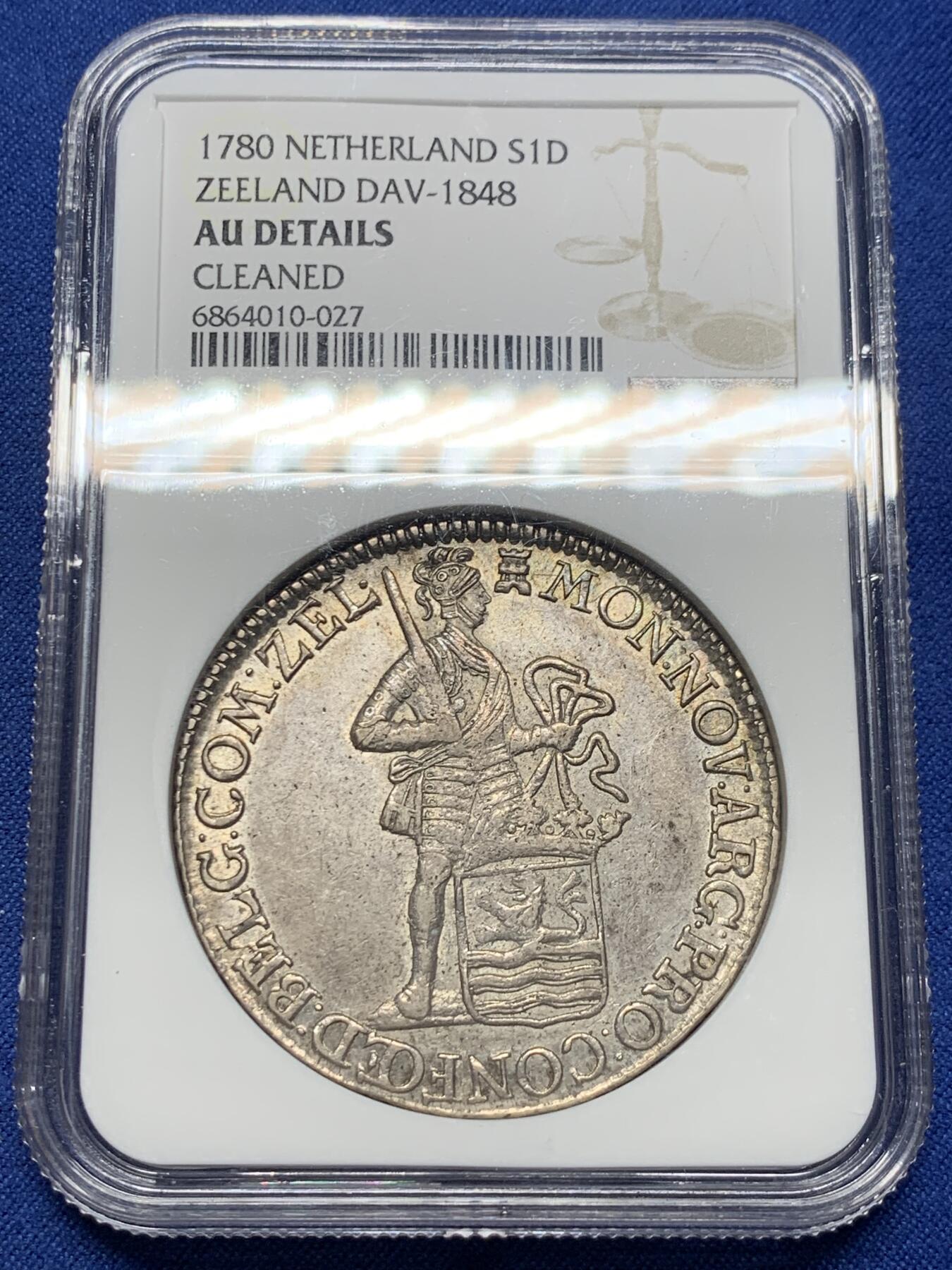 《竞宝斋》第412场 周日，周一，周二，3场连拍 （全场包邮） NGC AUD 荷兰 泽兰省 1780年 杜卡特 武士 打制清晰