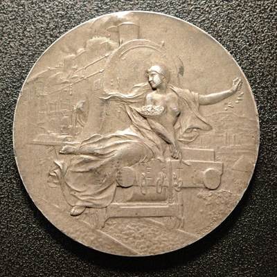 【德藏】世界币章拍卖第143期（拍品征集中~欢迎藏友联系） - 19世纪 法国化学工业公司扩建东部铁路纪念银章 丰饶角边铭 状态安逸 设计层次感丰富 直径约：41.2mm；重约：36.2g