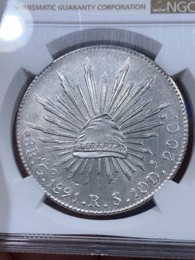 《竞宝斋》第412场 周日，周一，周二，3场连拍 （全场包邮） NGC UNC 墨西哥 1891 GO 8R花边鹰洋银币 打制细节好