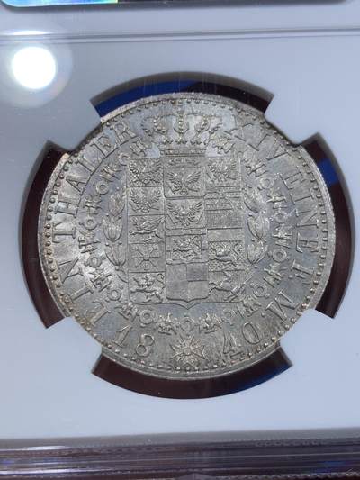 《竞宝斋》第412场 周日，周一，周二，3场连拍 （全场包邮） 唯一冠军分 NGC MS64 德国 1840 普鲁士王国 威廉三世 泰勒银币 非常流通充分的品种 只有3枚MS评级 不可错过