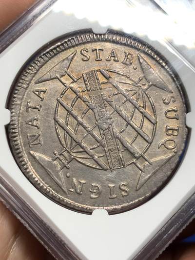 《竞宝斋》第412场 周日，周一，周二，3场连拍 （全场包邮） NGC MS61 巴西 1814年 960瑞斯 银币 烟灰色包浆 压制清晰 字体立体感强 热门品种