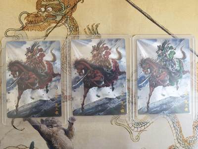 奇趣收藏卡牌拍卖第21场 卡德曼 杆子 巾帼录 扈三娘  一套三色粗闪卡3张，金编 123/300  014/300  108/300，全新覆膜卡夹卡膜保护
