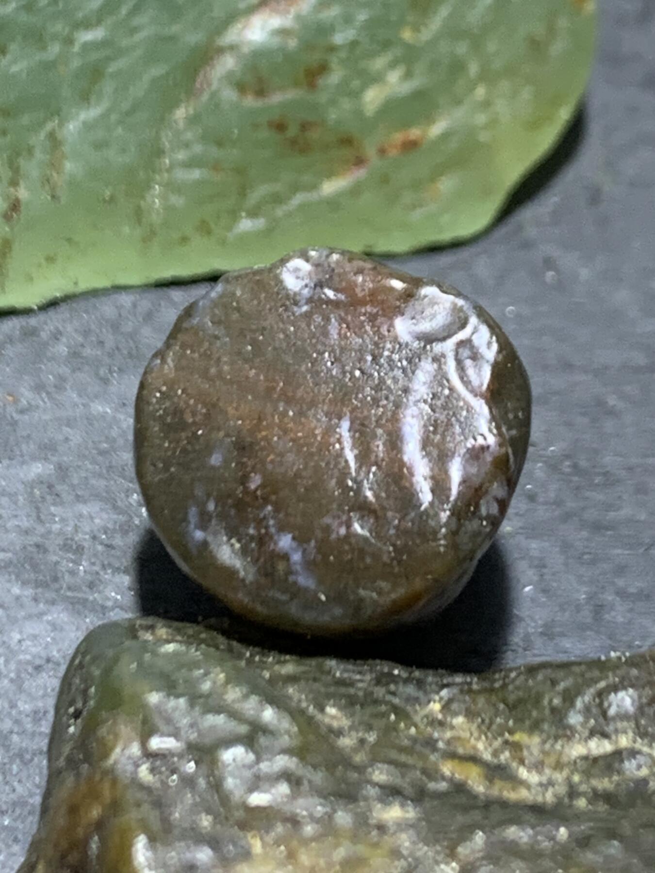 放福利！精美天然阿拉善筋脉石原石戒面一颗，