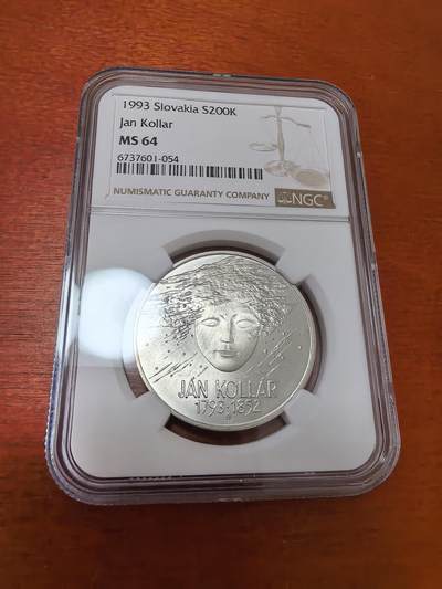 长老汇蛇年精选第四十场拍卖 - 1993斯洛伐克扬·科尔 200克朗银币，NGC MS64分，唯一亚军，更高1枚，3.5万枚