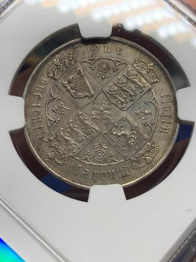 《竞宝斋》第412场 周日，周一，周二，3场连拍 （全场包邮） NGC UNC 英国 1880 维多利亚 哥特弗洛林 实物细节极美，可惜包浆过厚给了97，外拍已经起飞的品种，会处理的推荐入手