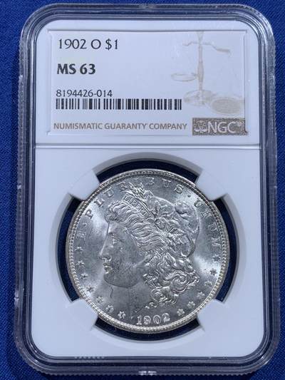 《竞宝斋》第412场 周日，周一，周二，3场连拍 （全场包邮） - NGC MS63 美国 1902 O版 摩根1美元银币