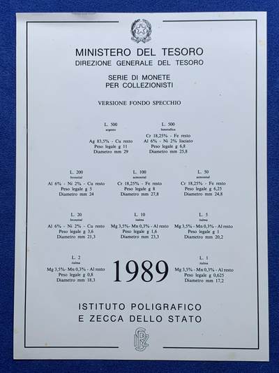 《竞宝斋》第412场 周日，周一，周二，3场连拍 （全场包邮） 意大利1989年里拉精制套币 含2枚银币