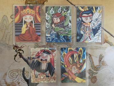 奇趣收藏卡牌拍卖第21场 山河潮玩  天空 绘  西游师徒5人粗闪 各1张 全新覆膜卡夹卡膜保护