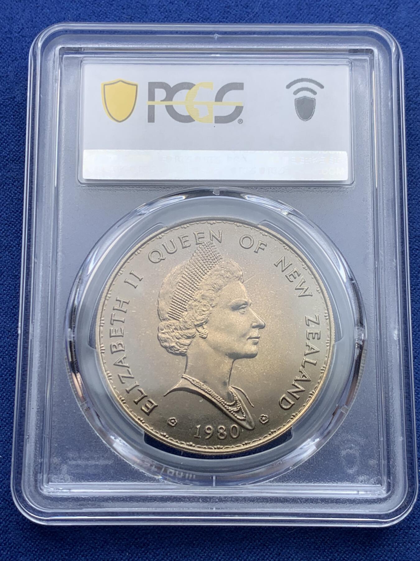 《竞宝斋》第412场 周日，周一，周二，3场连拍 （全场包邮） PCGS MS66 新西兰1980年1元 扇尾鸽动物纪念币 高分！