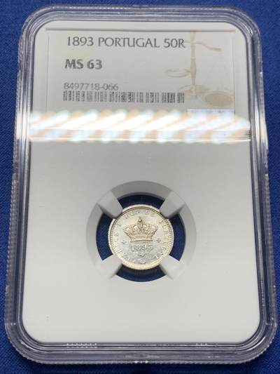 《竞宝斋》第412场 周日，周一，周二，3场连拍 （全场包邮） - NGC MS63 葡萄牙1893年卡洛斯一世50R银币