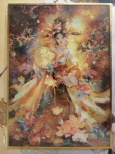 奇趣收藏卡牌拍卖第21场 【亲签卡】山河潮玩 雪舟 绘 敦煌十二花神 五月榴花 背面亲签   A4色纸大卡 厚约1.5mm