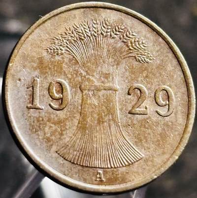 文馨钱币收藏第 268 场，长期接收代拍品 - 极美品 1929 年魏玛共和国 1 芬尼 A 版