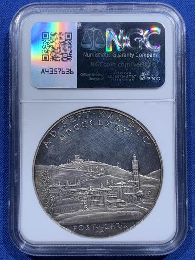 《竞宝斋》第412场 周日，周一，周二，3场连拍 （全场包邮） NGC MS62 梵蒂冈 约翰二十三世教皇 80教皇八十寿辰 纪念银章 背面梵蒂冈城景观 少见品种