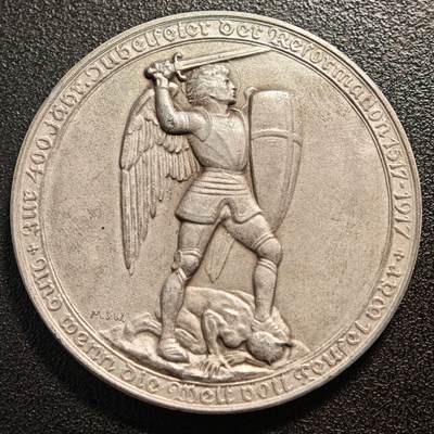 【德藏】世界币章拍卖第143期（拍品征集中~欢迎藏友联系） - 1917年 德国宗教改革400周年马丁·路德、俾斯麦、兴登堡合金大纪念章 状态安逸 直径约：50.8mm；重约：39.1g