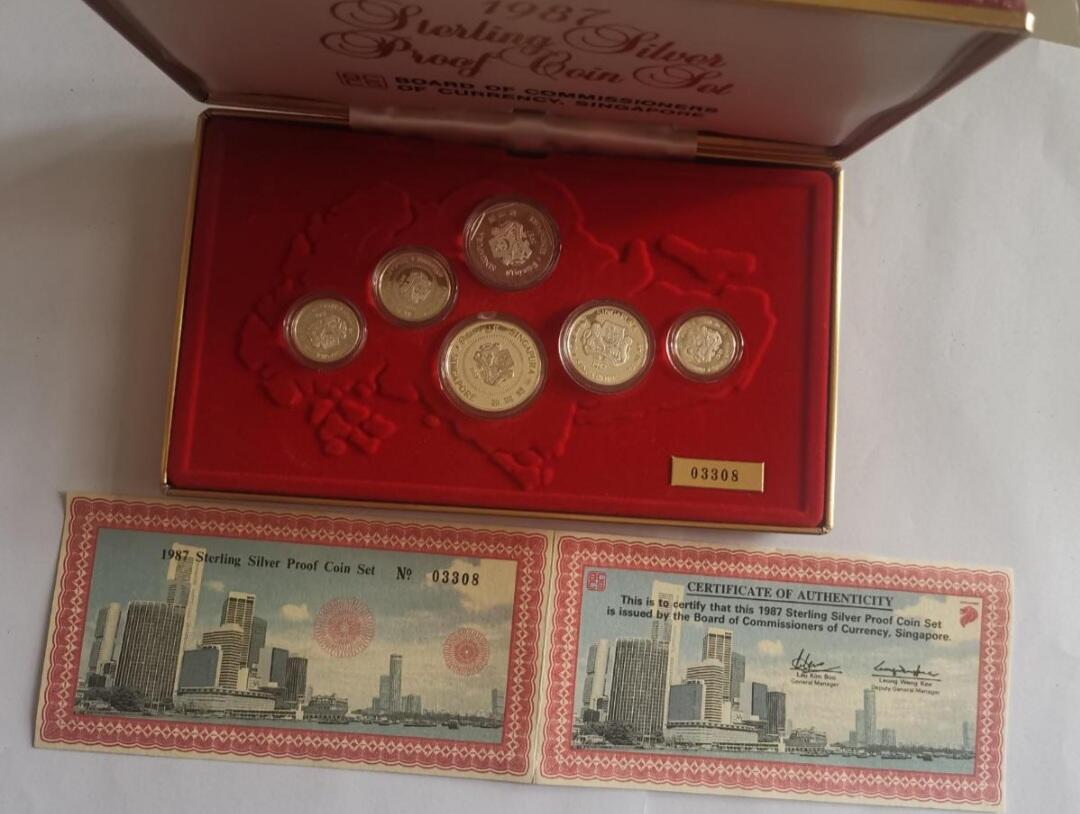 原盒证 新加坡1987年全套六枚装精制银币