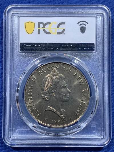 《竞宝斋》第412场 周日，周一，周二，3场连拍 （全场包邮） PCGS MS66 新西兰1980年1元 扇尾鸽动物纪念币 高分！