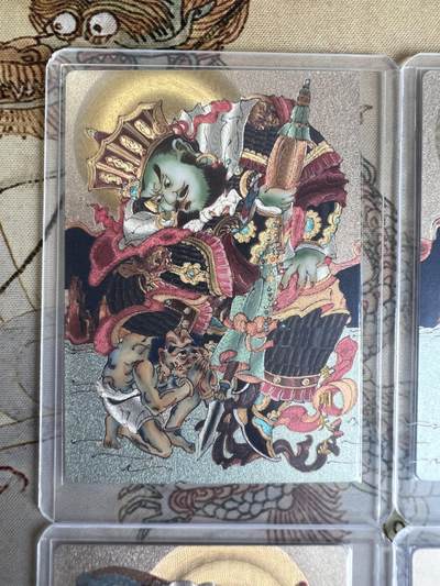 奇趣收藏卡牌拍卖第21场 山河潮玩 心染 四大天王4张+合照1张，共5张，粗闪，全新覆膜卡夹卡膜保护