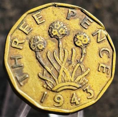 文馨钱币收藏第 268 场，长期接收代拍品 - 好品 1943 年英国乔治六世 3 便士铜币