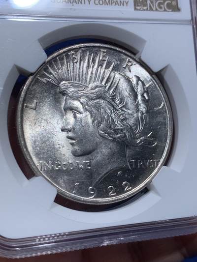 《竞宝斋》第412场 周日，周一，周二，3场连拍 （全场包邮） NGC MS62 美国1922年和平一美元银币