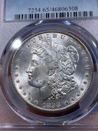 《竞宝斋》第412场 周日，周一，周二，3场连拍 （全场包邮） PCGS MS65 美国 1898-O 摩根银元