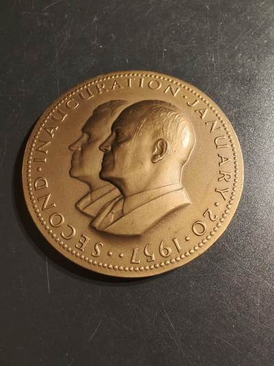 老王徽章第144期 - 美国艾森豪威尔总统1957年第二任期就职大铜章    直径70mm   重量142.6g