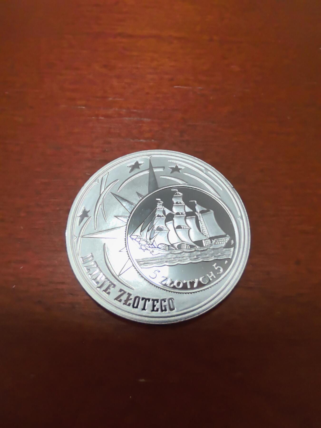 长老汇蛇年精选第四十场拍卖 2005波兰帆船10兹罗提精制银币，币中币，14.14克925银
