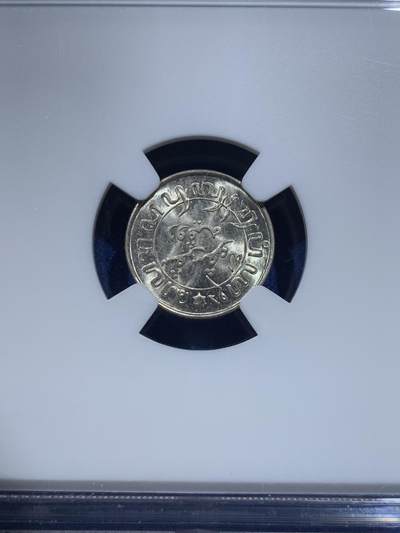 《竞宝斋》第412场 周日，周一，周二，3场连拍 （全场包邮） NGC MS64 荷属东印度群岛（今印尼）1942年 1/10盾 银币 卷拆完美品