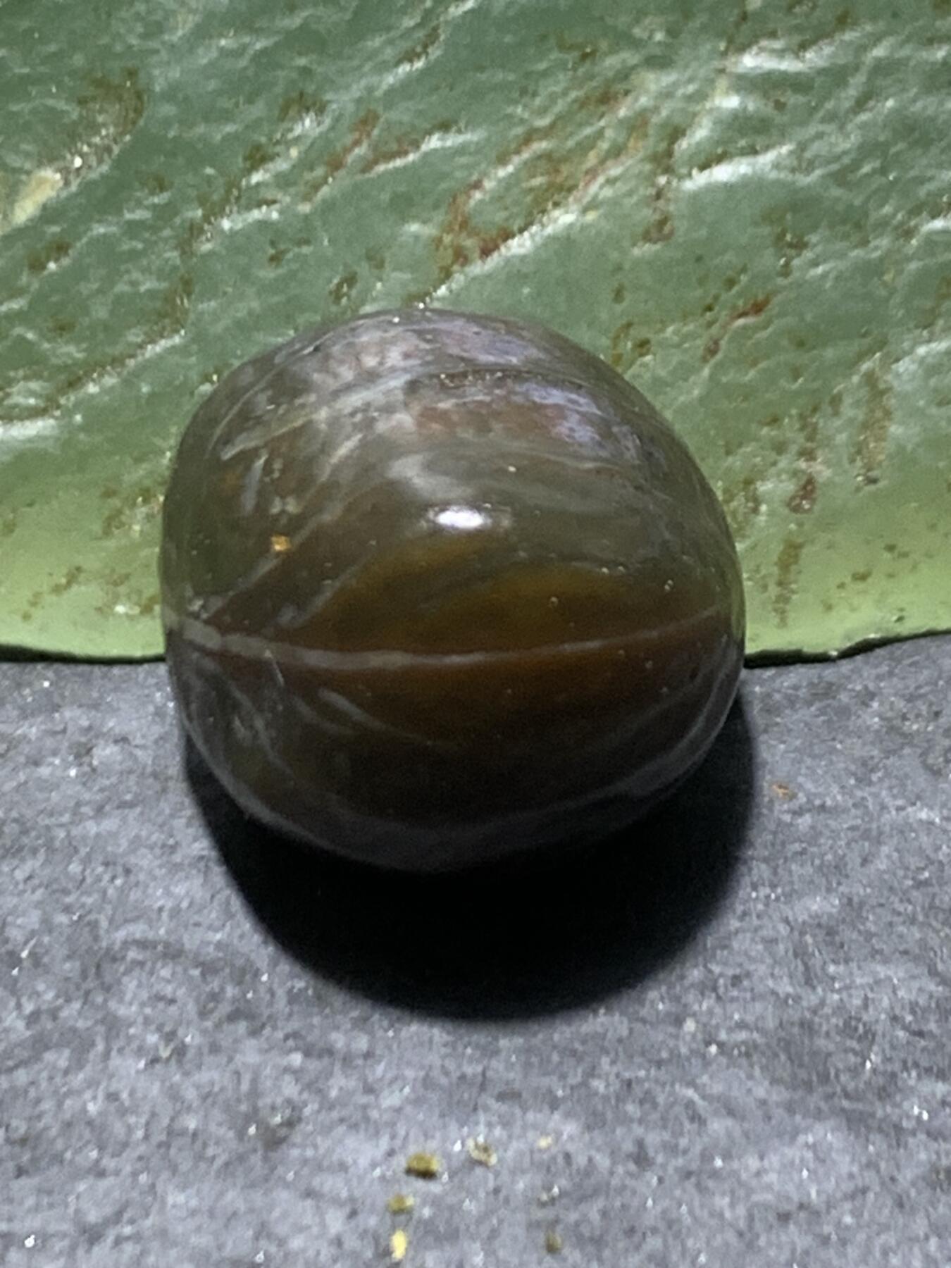 放福利！精美天然阿拉善筋脉石原石戒面一颗，