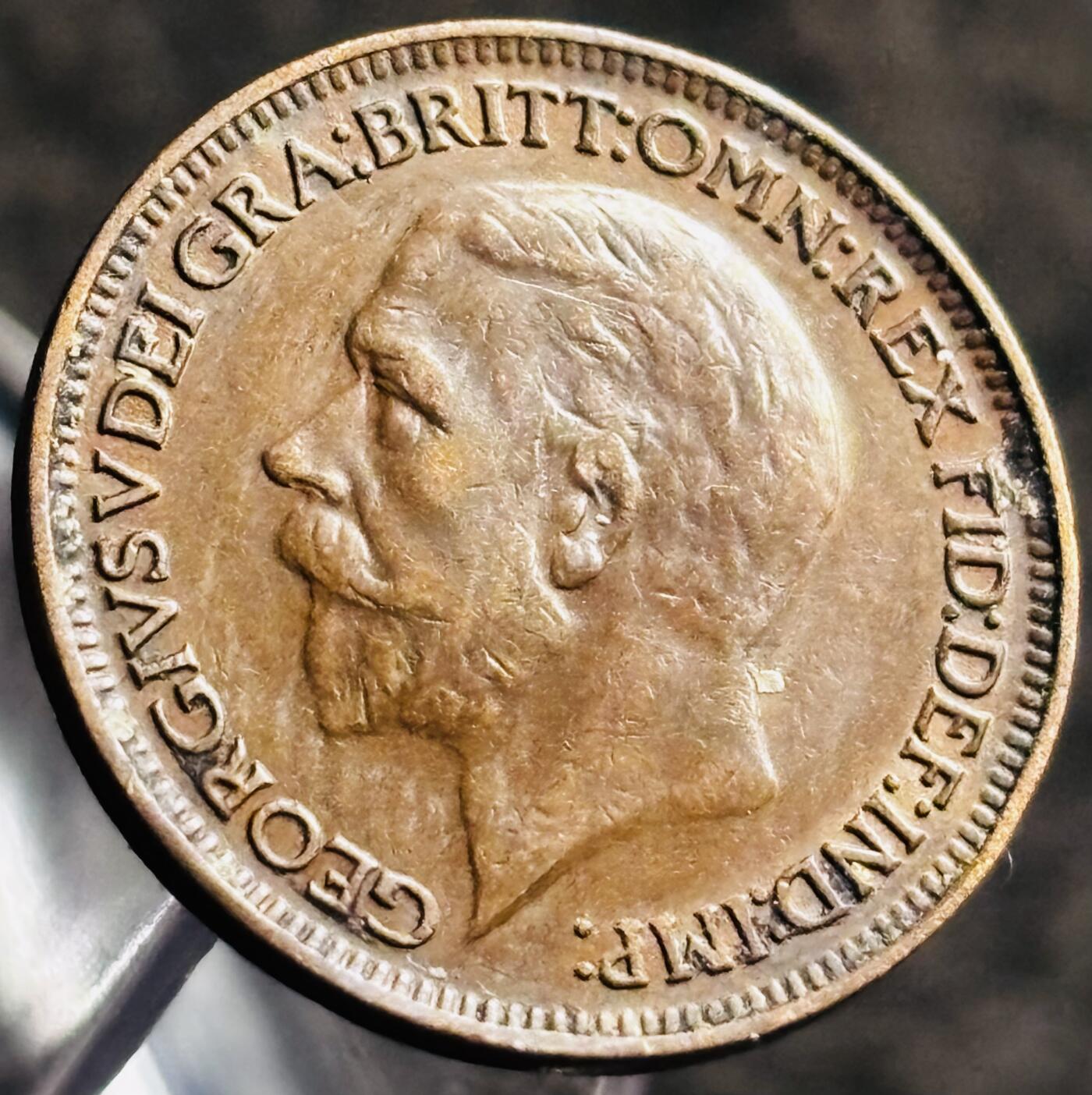 文馨钱币收藏第 268 场，长期接收代拍品 极美品 1928 年英国乔治五世法新铜币