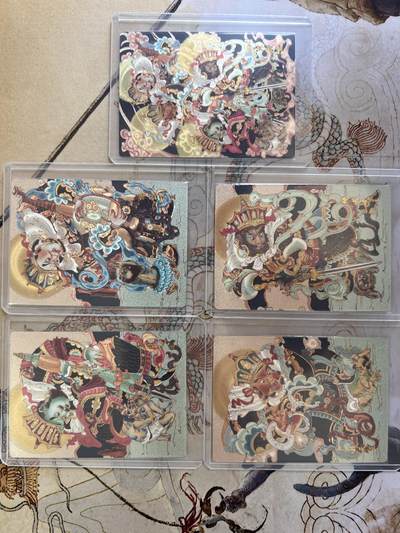 奇趣收藏卡牌拍卖第21场 - 山河潮玩 心染 四大天王4张+合照1张，共5张，粗闪，全新覆膜卡夹卡膜保护