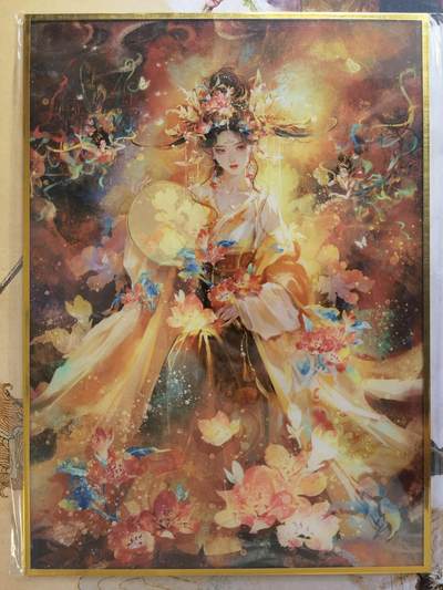 奇趣收藏卡牌拍卖第21场 【亲签卡】山河潮玩 雪舟 绘 敦煌十二花神 五月榴花 背面亲签   A4色纸大卡 厚约1.5mm