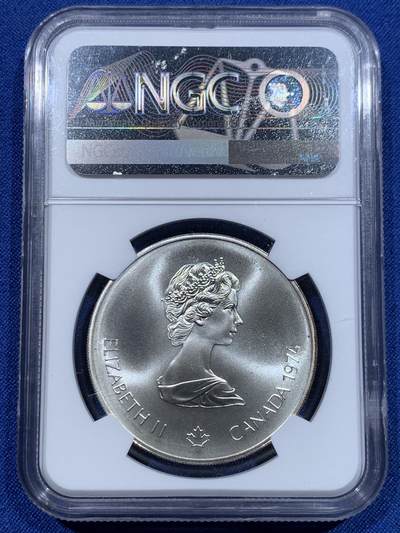 《竞宝斋》第412场 周日，周一，周二，3场连拍 （全场包邮） NGC MS69 加拿大1974年纪念1976年蒙特利尔奥运会赛艇5元银币，状态一流。