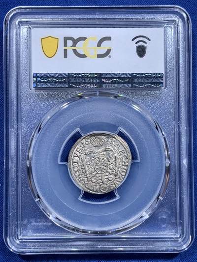 《竞宝斋》第412场 周日，周一，周二，3场连拍 （全场包邮） PCGS MS65 神圣罗马帝国1673年利奥波德一世3克鲁泽银币 冠军分，无与伦比的光泽和品相，极其难得，第二名只有58分
