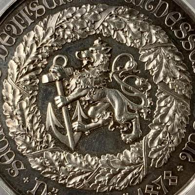 掌中浮雕-藏着的欧洲第034场 - PCGS SP63 : 1878年德国杜塞尔多夫射击节银章，41mm