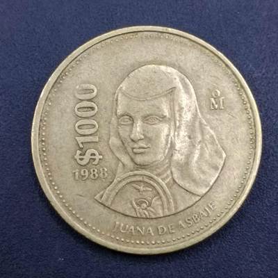 【淘币小摊】实时拍第七百二十三拍  散币场  满百包邮可预留二周 每周一统一发货   - 墨西哥1988年1000比索铜币