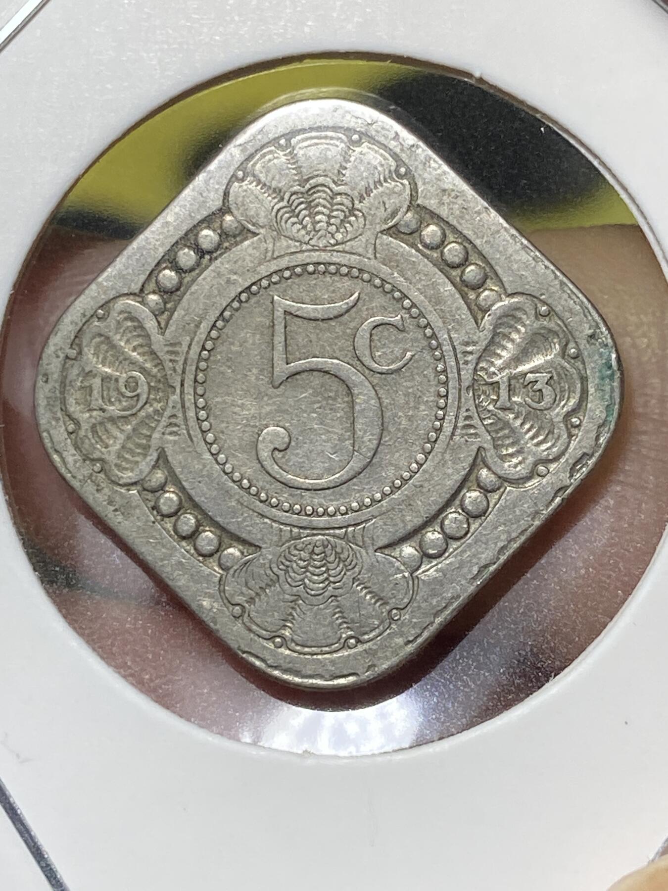 2025年第八十三场(总第一百零九场）外国好品散币(免佣金) 荷兰🇳🇱1913年5分(威廉明娜女王时期，首发年)