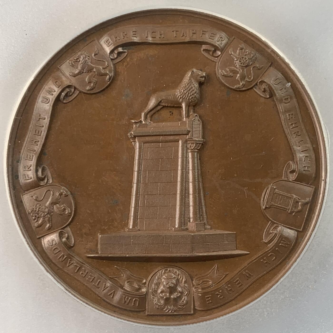 掌中浮雕-藏着的欧洲第034场 PCGS SP63 : 1861年德国不伦瑞克建城千年纪念铜章，50mm
