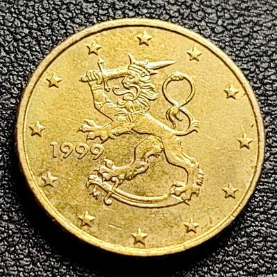 泉币菌-第99场-精品福利场 - 欧元 芬兰1999年10欧分铜币 狮子持刀 19.75MM 
