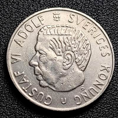 泉币菌-第98场-散币乐园场 - 瑞典1972年1克朗铜镍币，古斯塔夫六世国王，25mm 