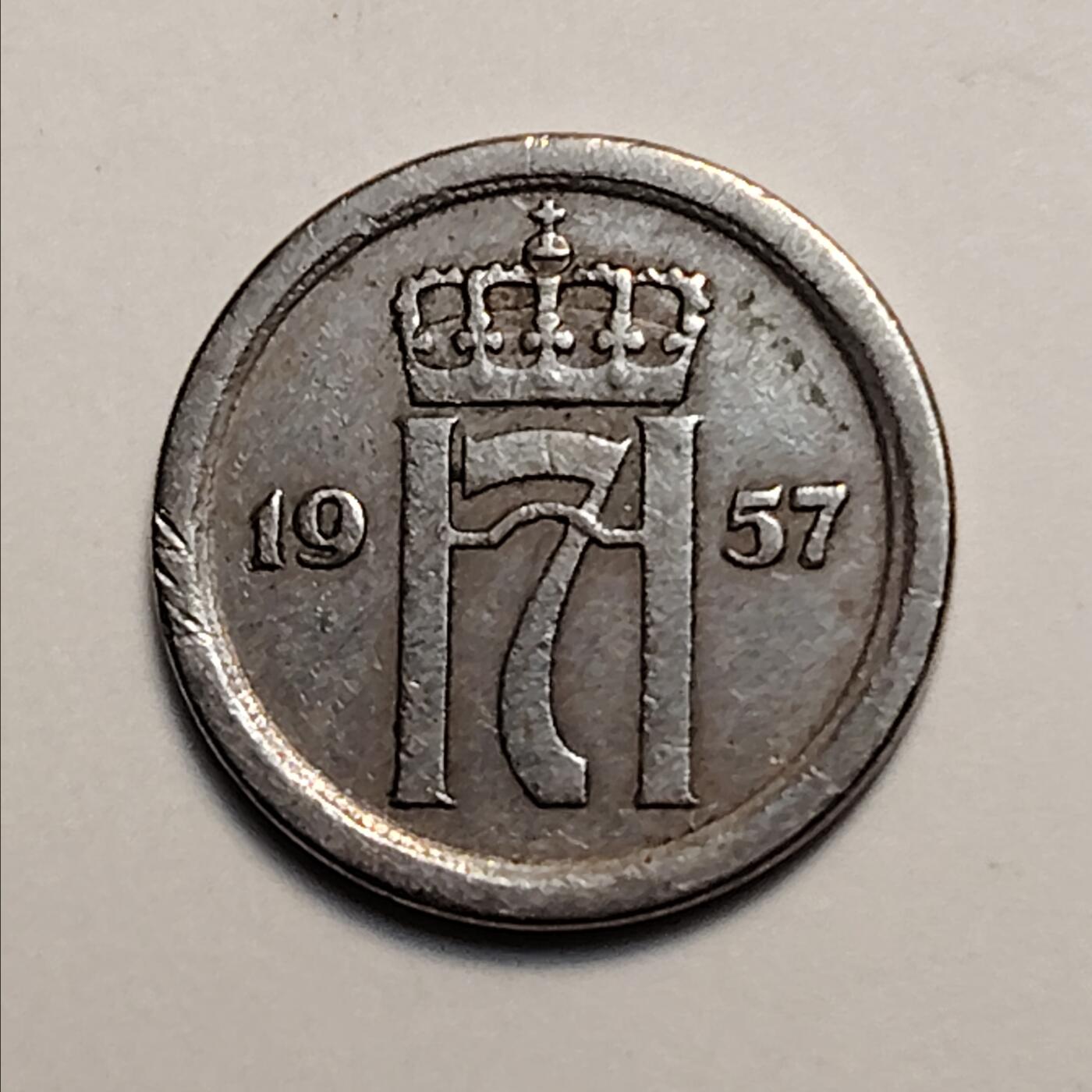 布加迪🐬～世界钱币(上海)🌾第 237 期 /  各国套币和散币 挪威🇳🇴 1957年 10奥尔