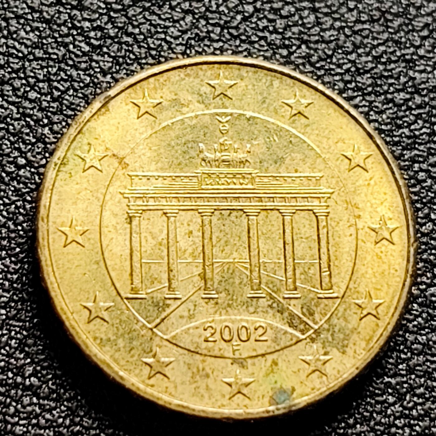 泉币菌-第99场-精品福利场 欧元 德国2002年 10欧分合金铜币 勃兰登堡门 地图 A厂标 19.75MM