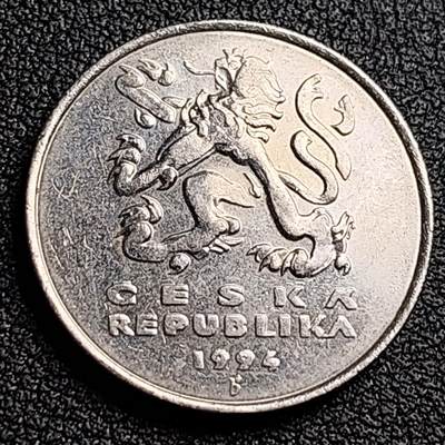 泉币菌-第98场-散币乐园场 捷克5克朗硬币 1994年 双尾狮23mm 欧洲币