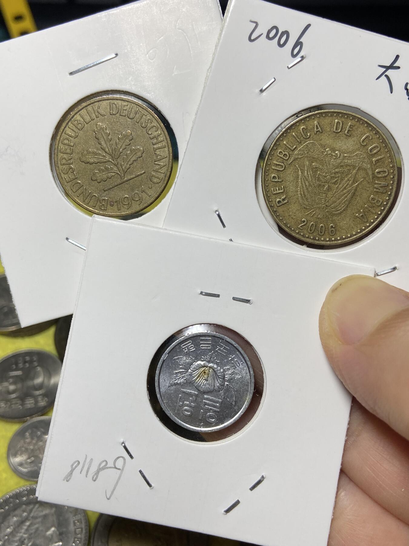 2025年第八十三场(总第一百零九场）外国好品散币(免佣金) 3枚:德国🇩🇪1991年10芬尼，哥伦比亚🇨🇴2006年100比索，韩国🇰🇷1968年1元