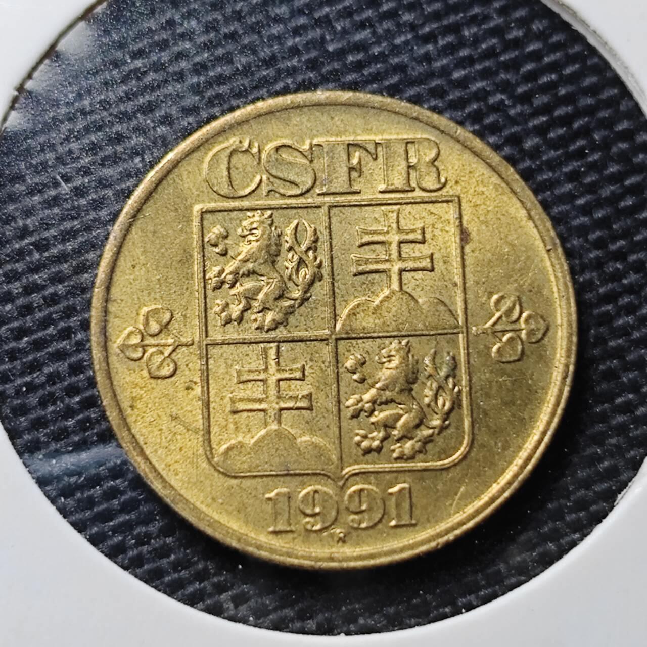 KK钱币收藏小铺 第329期 2月预留时间 周末发货  1991捷克斯洛伐克20赫勒铜币 好品