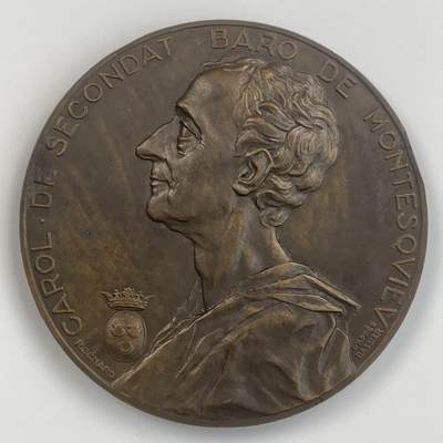 掌中浮雕-藏着的欧洲第034场 - 法国1934年法学家孟德斯鸠铜章，67mm